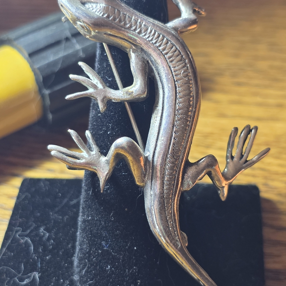 Sterling Silver Lizard Reptile Pendant Or Pin